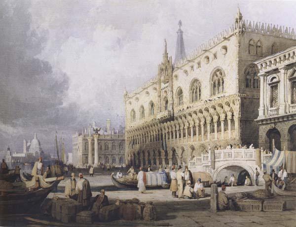 Samuel Prout The Doge s Palace and the Grand Canal,Venice (mk47) oil painting picture